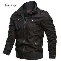 Mens Jackets DIMUSI Autumn Mens Bomber Jackets Casual Male Army Military Jackets Mens Cotton Slim Outwear Windbreaker Baseball Coats Clothing 230224