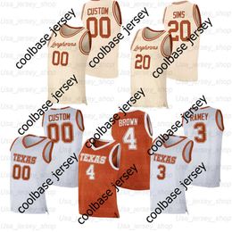 Custom Texas College Basketball Jerseys 35 Durant 4 Greg Brown 1 Andrew Jones 0 Gerald Liddell 50 Will Baker 3 Courtney Ramey 5 Royce Hamm