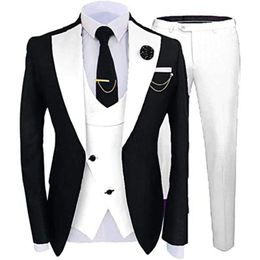 Custom-made Groom Tuxedos Black Men Suits Notch Lapel Groomsmen Wedding/Prom/Dinner Man Blazer Jacket Pants Tie Vest M2711