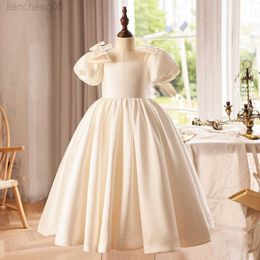 Girl's Dresses 2023 Evening Dress for Kids Baby Girls Luxurious Plain White Ball Gowns Teens Princess Dresses for Piano Performance Birthday W0224