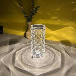 Table Lamps Crystal Rose Lamp 3/16 Colours Romantic Diamond Night Light USB Touch/Remote Atmosphere For Bedroom Desk Party Room Decor