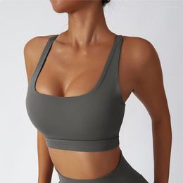 Yoga Outfit CHREIFIT Nude Bra Top I-Shaped Beautiful Back Fitness Shockproof Vest Women's Quick-Drying Running Sports Underwear