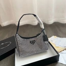 Evening Bags Designer bags New design trend super flash Czech rhinestone shoulder hand holding white black red underarm bag mobile phone hobo with box