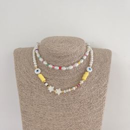 Chains Custom Handmade Sparkle Style Glass Beads Pearl Star Eyes Bracelet Necklace Jewellery