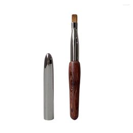 Makeup Brushes V46 Professional Handmade Brush Soft Weasel Hair Portable Flat Top Lip With Cap Rosewood Handle Make Up