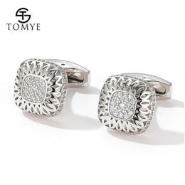 Cufflinks for Men High Quality Luxury Zircon Square Silver Color Formal Business Dress Shirt Cuff Links Gifts