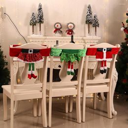 Chair Covers Dinner Table Back Cover Chairs Velvet Cloth Christmas Santa Claus Elf Xmas Party Decorative Accessories