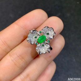 Cluster Rings KJJEAXCMY Fine Jewelry 925 Sterling Silver Inlaid Natural Emerald Ring Female Elegant Gemstone Vintage Support Test