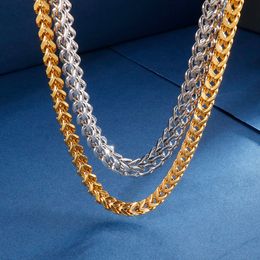 6mm/8mm 26inch (66cm) Mens Wheat Link Chain Necklace Stainless Steel Fashion Golden Silver Jewellery Father Gifts HipHop