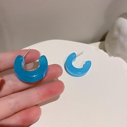 Stud Earrings Candy Colours C Shape For Women Korean 2023 Fashion Acrylic Female Trendy Delicate Jewellery Ear Studs