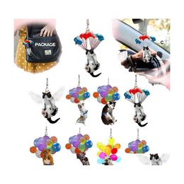 Interior Decorations 1Pc Cute Cat Dog Car Hanging Ornament Rear View Mirror Styling Accessories For Decoration Drop Delivery Mobiles Dhzpb