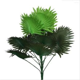 Decorative Flowers 60cm Simulation Big Fan Leaf Indoor Decoration Flower Green Plant Brown Shooting Props Potted Holiday DIY