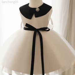 Girl's Dresses 2023 Vintage White Princess Ball Gowns for Infant Girls Children Sleeveless Bowknot Midi Dress Kids Boutique Formal Party Frocks W0224