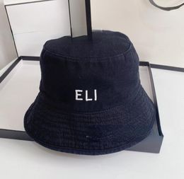 Quality Bucket Hat Embroidered Letter Denim Fabric All-Season Sunshield Sun-Proof Bucket Hats