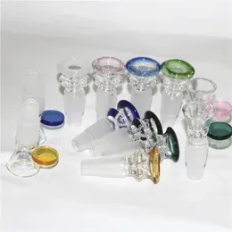 Wholesale smoking tobacco bong bowls 14mm&18mm 2 in 1 Slide glass bowl With flower Snowflake Filter glass bong ash catcher