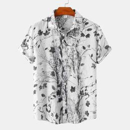 Men's Casual Shirts Camisas Para Hombre 2022 Summer New Men's Floral Beach Shirt Hawaiian Shortsleeved Men Shirt Casual Fashion Lapel Men Clothing Z0224