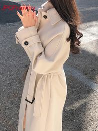 Women's Jackets Cotton Padded Thickened Winter Latest Korean Version Long Loose and Thin Wool Coat Women Autumn Woolen Clothing 230223