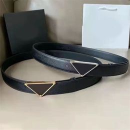 Luxury belts for women designer solid color leather belt classic triangular smooth buckle width 3cm genuine leather business leisure men designer belt PJ017 C23