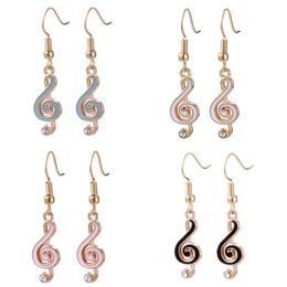 Dangle Earrings & Chandelier Simple Gold Color Hook For Women Fashion Pink Music Note Pendant Earring Wedding Party Accessory Wholesale Gift