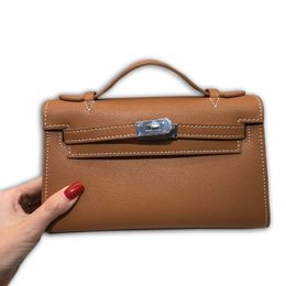 New 22CM women's bag Designer handbag Classic cross lock bag Fashion palm grain cowhide silver buckle shoulder bag Crossbody bag
