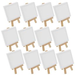 3" Canvas with Mini Wood Display Easel Artist Tripod Tabletop Holder Stand for Painting Kids Crafts Photos KDJK2302