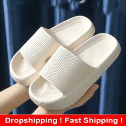 Slippers 2023 New Summer Women Thick Platform Bathroom Home Men Soft Sole Eva Indoor Slides Female Sandals Non-Slip Flip Flops Y2302