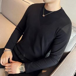 Men's T Shirts Plus Size 4XL-M Autumn Winter Long Sleeve Velvet For Men Clothing 2023 Round Collar Slim Fit Casual Tee Shirt Homme