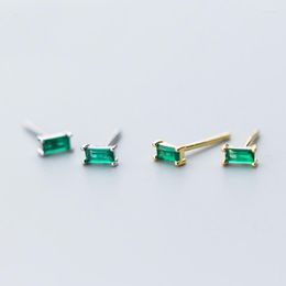 Stud Earrings MloveAcc 925 Sterling Silver Synthetic Green Crystal Fashion Jewelry Women