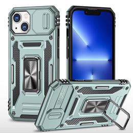 Shockproof Armour Case For iPhone 14 13 12 11 X Xs Max Pro XR SE Mini With Magnetic Car Ring Holder Slide Camera Cover