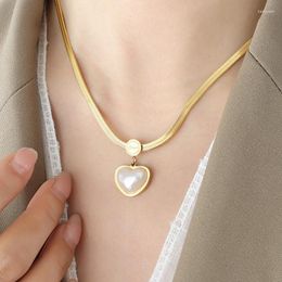 Chains ROPUHOV 2023 French White Heart-shaped Personalized Colored Bead Blade Golden Chain Pendant Gift Trend Jewelry Party For Women