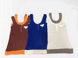 Tasarımcı Tank Top Kadınlar Top Aplike Örgü Yelek Kolsuz Nefes Alabilir Triko Kazak Kadın Spor Üstleri Tees Açık Singlet Örgü Tişört Kontrast Renk