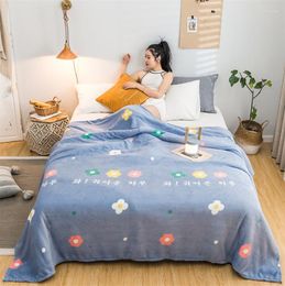 Blankets SoftCartoon Pattern Cute Home Use Blanket Summer Light Office Nap Air Conditioning Tassel 2023