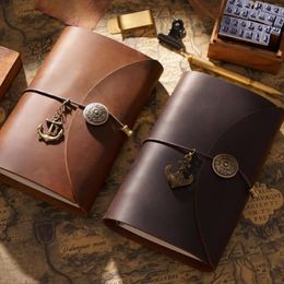 Retro Notebook Diary Pirate Ship Leather Book Travel Loose-leaf Notepad Flip Agenda Planner Stationery Gift Traveller Journal