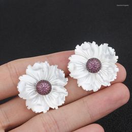 Stud Earrings OMYFUN Fashion Bohemian Vintage Jewellery Mother Of Pearl Flower Earring Gift For Women Semi Joyas Brincos E49