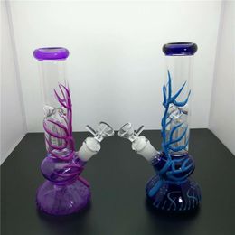 Smoking Accessories 25CM 10 Inch Premium Glow in the Dark Assorted Colour with Vein Hookah Water Pipe Bong Glass Bongs With 14mm Downstem And Bowl Ready for Use