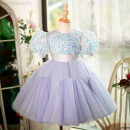 Girl's Dresses 2023 Princess Party Dress for Baby Girls Kids Girl Sequined Patchwork Tulle Ball Gowns Infant Carnival Birthday Formal Dresses W0224