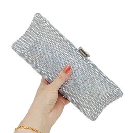 Evening Bags Evening Bags Chaliwini Fuchsia Elegant Women Long Evening Bags and Clutches Formal Dinner Crystal Clutch Purses Bridal Rhinestones Handbags Z230703