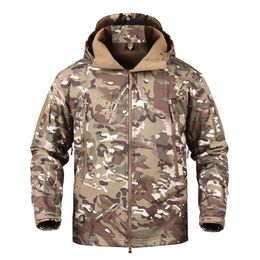 Mens Jackets Mege Brand Camouflage Military Men Hooded Jacket Sharkskin Softshell US Army Tactical Coat Multicamo Woodland ATACS ATFG 230224