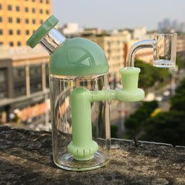 7 inch cute glass bong hookah dab rig unique blue function showerhead glass water smoking pipe with quartz banger