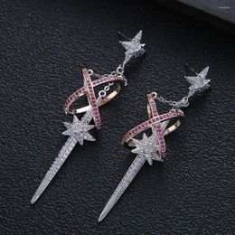 Dangle Earrings Luxury Fairy Star Cross Drop Earring For Women Wedding Party Dubai Bridal Jewellery Boucle D'oreille Femme E20242