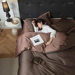 Bedding Sets Brown Silver Egyptian Cotton Duvet Cover 4Pcs Ultra Soft Breathable Beddind Mocha Coffee Color Comforter Bed Sheet Pillows