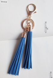 Key Rings Women Fashion Tassels Key Chain New 12 colors suede leather Car key Ring Charm bag key chain Tassels Best Gift jewelry