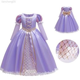 Girl's Dresses Gaun Cosplay Halloween Anak Perempuan Rok Rapunzel Frozen Gaun Penuh Pertunjukan Anak-anak Gaun Pesta Putri Ratu Salju Anak-anak W0224