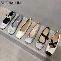 Отсуть обувь Suojialun 2023 Spring Women Flat Fashion Fashion Fashion Mallow Slip на дамских повседневных балетных балетах