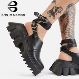 Sandals BONJOMARISA The Big Size 43 Female Sandals Black Buckle Strap Platform Punk Sandals High Heel Cool Fashion Casual Shoes Woman Z0224