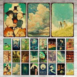 Japanese Anime Spirited Away art painting Metal Poster Vintage Metal Plaque Tin Sign Decor Plate for Cafe Bar Club Hayao Miyazaki Wall Art decor Size 30X20cm w02