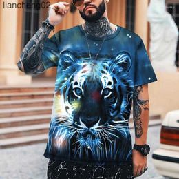 Men's T-Shirts Men's T Shirts Cool Flaming Lion Animal T-shirt Male 3d Machine Printing Oversized Street Summer Short-sleeved 2023 Brand Top W0224