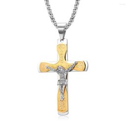 Pendant Necklaces Necklace For Men European And American Christian Holy Father JESUS Stainless Steel Cross Religion Male Gift