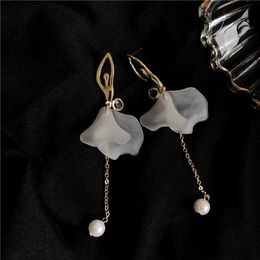 Stud Earrings Ballet Girl Temperament Contracted Long Pearl Tassel Personality Hipster