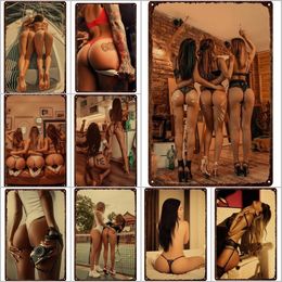 Sexy Girl Poster Tin Sign Fashion Art Metal Pictures Bikini Beauty Tin Sign Plaques Sexy Nude Girls Metal Plate Poster Man Cave Decor Pub Bar Home Decor Size 30X20CM w01